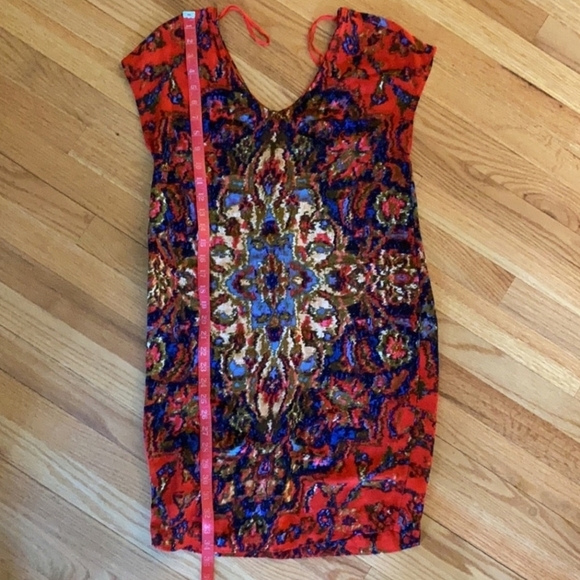 Anthropologie Maeve Watercolor Medallion Mini Sheath Dress Red Multi Small - Picture 6 of 9